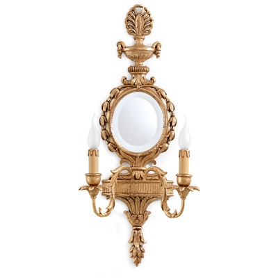 2 lghts sconce with round mirror