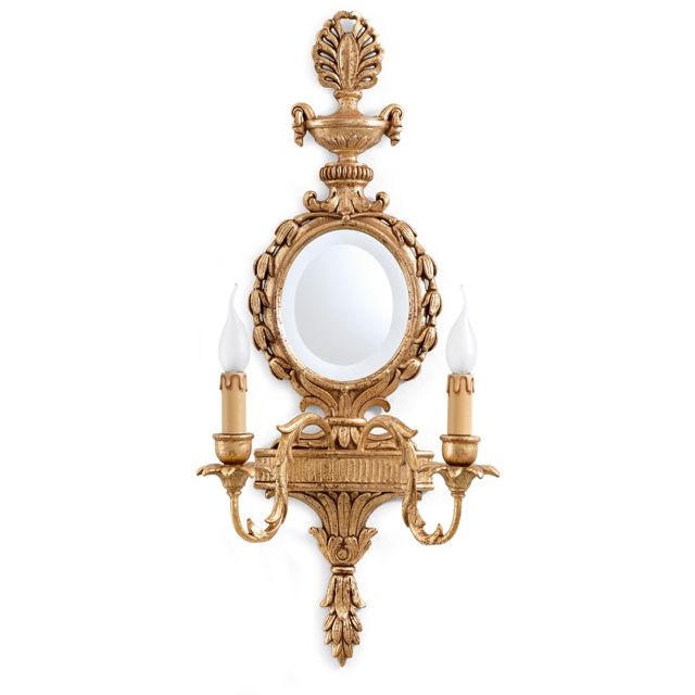 2 lghts sconce with round mirror