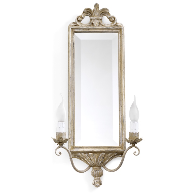 2 lights sconce with rectangular mirror
