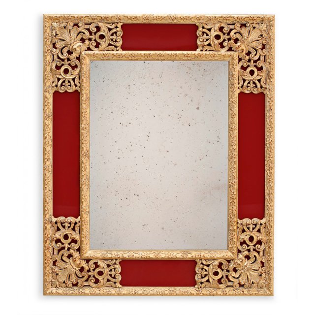 Mirror frame with colored side glasses
