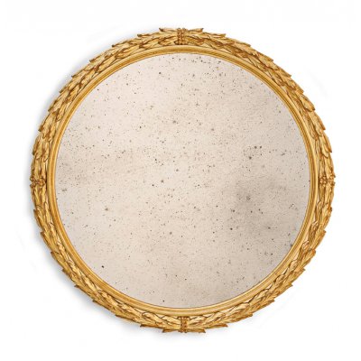 Round mirror frame with laurel leaves