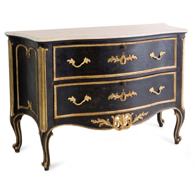 Chest of drawers with fretwork and bronze handles